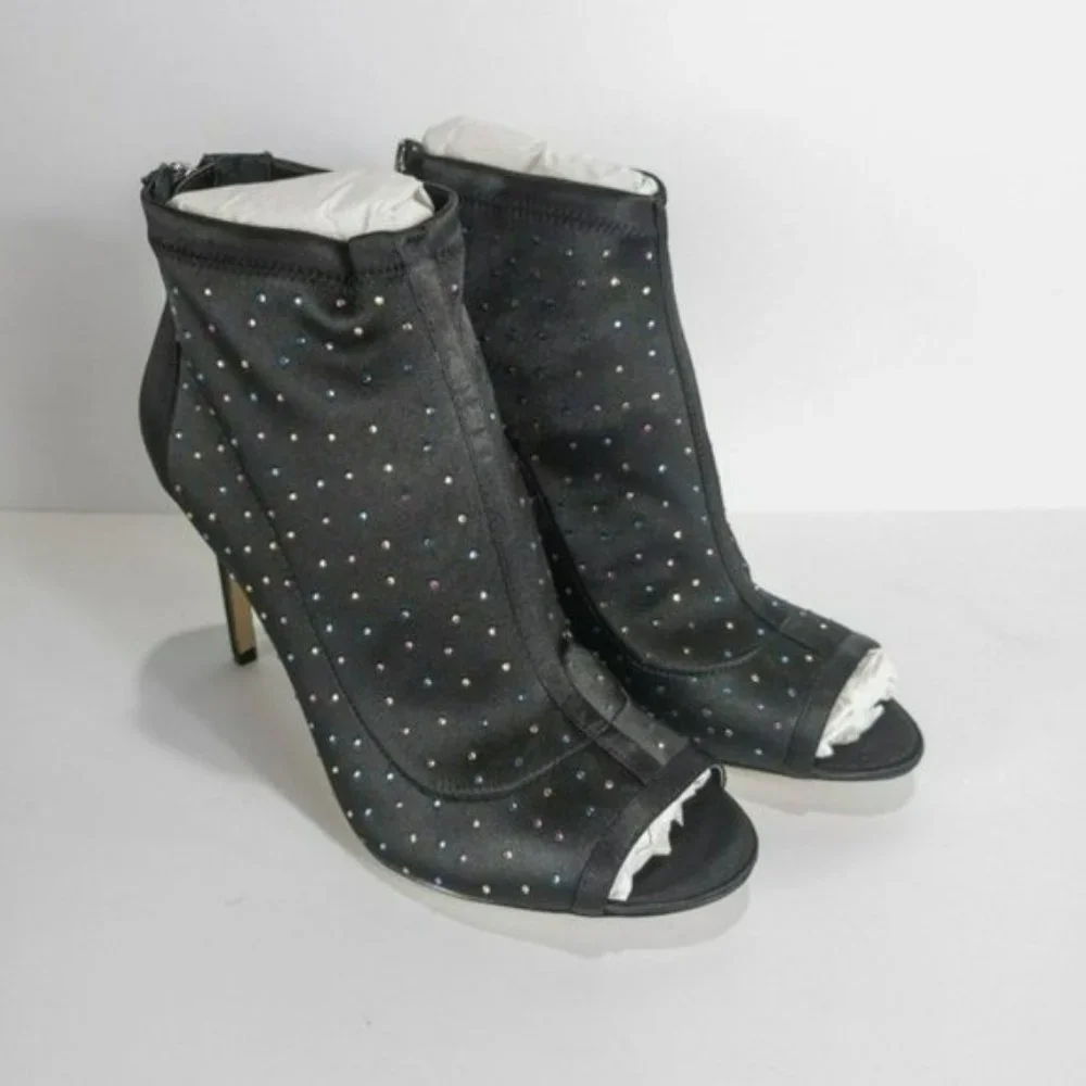 Jewel by Badgley Mischka Margarita Embellished Peep Toe Bootie -Black - Picture 5 of 6